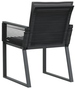 Cadeiras de jardim com almofadões 4 pcs vime PE preto