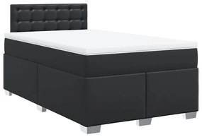 Cama boxspring com colchão 120x190 cm couro artificial preto