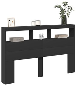 Armário de cabeceira com luzes LED 160x17x102 cm preto