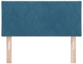 Cabeceira com Design de Bloco de Diamante em Azul Escuro, 90cm, Veludo