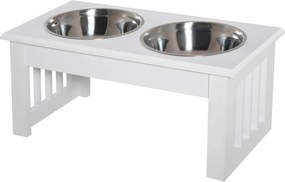 Comedouro elevados para cães e gatos, comedouro duplo, suporte elevado com dimensões 44 x 24  x 15 cm, inclui 2 comedouros de 0,9 L em aço inoxidável,