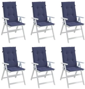 Almofadões cadeira encosto alto 6pcs tecido azul-marinho