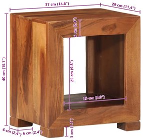 Mesa de apoio 37x29x40 cm madeira de acácia maciça