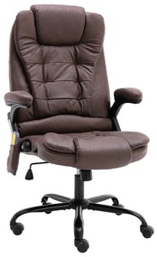 vidaXL Cadeira massagens escritório couro artificial castanho-escuro
