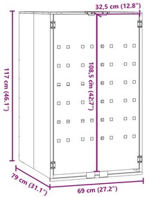 Abrigo para caixote do lixo 69x79x117 cm aço cinzento