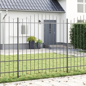 Cerca de Jardim vidaXL com Topo em Arco Cinza 3,4x1,75 m em Aço