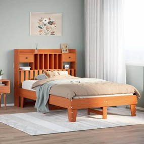 Cama sem colchão 120x200 cm madeira pinho maciça castanho-mel