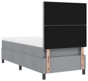 Cama Box Spring com Colchão Cinza Claro Solteiro Tecido