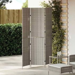 vidaXL Divisor de Ambiente 3 Painéis Dobrável Cinza 147x180 cm Poly Rattan