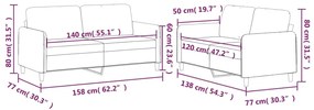 2 pcs conjunto de sofás com almofadões tecido cinza-acastanhado