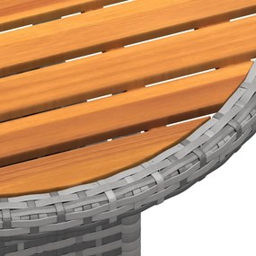 3 pcs conjunto de bistrô para jardim vime PE cinzento