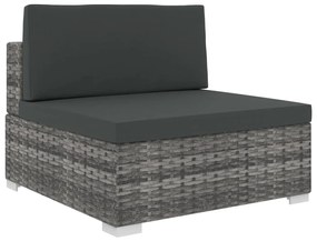 6 pcs conjunto lounge de jardim c/ almofadões vime PE cinzento