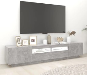 Móvel de TV com luzes LED 200x35x40 cm cinzento cimento