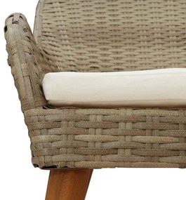 Conjunto de Jantar de Jardim 3 Peças Bege em Rattan Sintético