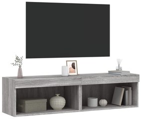 Móveis de TV com luzes LED 2 pcs 60x30x30 cm cinzento sonoma