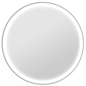 kleankin Espelho de Casa de Banho com Luzes LED Ajustáveis Ø60 cm com Função de Memória Anti-embaciamento e Interrutor Tátil Prata