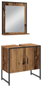 Conjunto de Móveis para Casa de Banho de 4 Peças Madeira Envelhecida