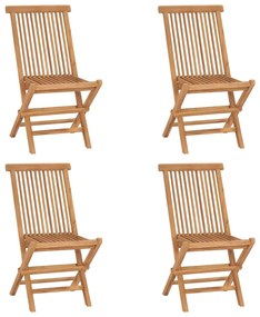 Cadeiras de jardim dobráveis 4 pcs madeira de teca maciça