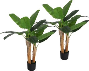 Conjunto de 2 plantas artificiais de interior de 120 cm, bananeiras em vaso, para decoração de casa