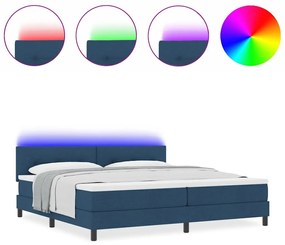 Cama Box com Colchão e LED Azul 200x200 cm Tecido