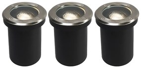 Conjunto de 3 projetores de chão para exterior em aço ajustáveis IP65 - Delux Moderno