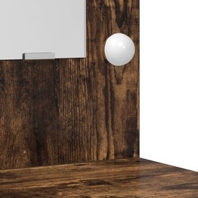Conjunto de Mesa de Maquilhagem de 3 Peças Carvalho Fumado Madeira de