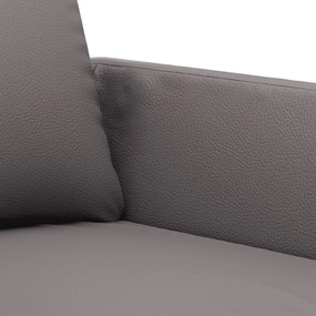 Sofá de 2 lugares 140 cm couro artificial cinza