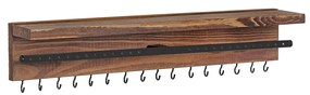 Organizador de joias de parede com ganchos e prateleira | SONGMICS | 40 x 7.5 x 7.5 cm | castanho|preto | JJS10CB.