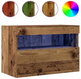 Gabinete de TV vidaXL com Luzes LED Madeira Antiga 60x30x40 cm