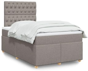 vidaXL Cama com molas/colchão 120x200 cm tecido castanho-acinzentado