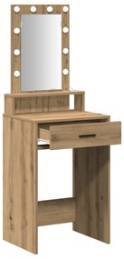 Mesa de Maquiagem vidaXL com Luzes LED Carvalho Artisan 50x41x140 cm