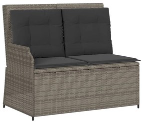 5 pcs conjunto lounge de jardim c/ almofadões vime PE cinzento