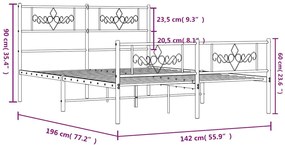 Estrutura de cama com cabeceira e pés 135x190 cm metal branco
