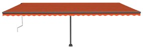Toldo autom. LED e sensor de vento 600x300 cm laranja/castanho