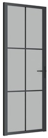 Porta interior 76x201,5 cm vidro e alumínio preto mate