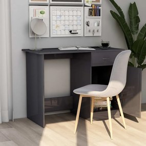 vidaXL Secretária 100x50x76 cm contraplacado cinzento brilhante