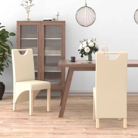 vidaXL Cadeiras de jantar 2 pcs couro artificial cor creme