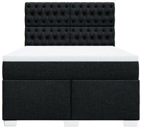 Cama com molas/colchão 140x190 cm tecido preto
