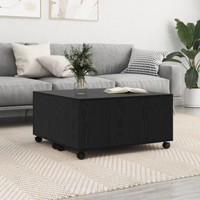 vidaXL Mesa de centro com roda com armazenamento Carvalho preto 75 x 75 x 38 cm
