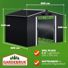 Abrigo Jardim de ferramentas em metal 260x205x180cm antracite metalizado