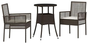 Conjunto de Jantar de 3 Peças Castanho em Rattan