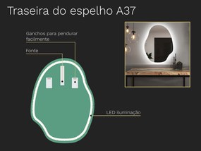 Espelho LED orgânico com iluminação A37 60×80