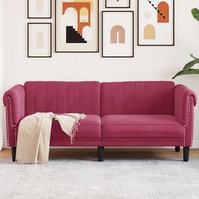 vidaXL Sofá de 2 lugares veludo vermelho tinto