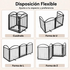 Vedação para Cães, 240 x 81 cm, 4 Painéis Modulares Dobráveis, Preto