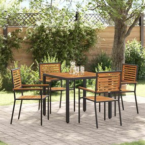 Conjunto de Jantar para Jardim vidaXL 5 Peças Preto em Polyrattan de Acácia