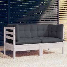 vidaXL Sofá de jardim 2 lugares com almofadões antracite pinho maciço