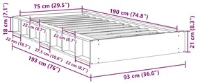 Estrutura de cama sem colchão 75x190 cm Carvalho de maciça