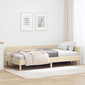 vidaXL Estrutura de Cama de Canto Creme 90 x 200 cm tecido