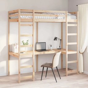 vidaXL Estrutura de cama loft Natural 90 x 200 cm