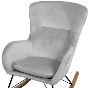 Cadeira de baloiço em veludo cinzento claro ELLAN Beliani